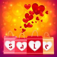 Valentines day vector shopping bags greeting card