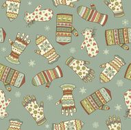 Seamless pattern with different mittens