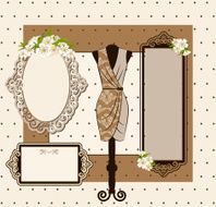 Vintage background with dress flowers and lace ornaments Vector