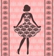 Vintage silhouette of girl Vector N4