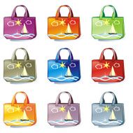 isolated colored bags set