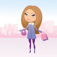 Fashion girl after shopping