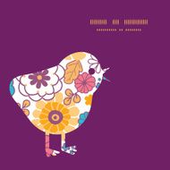Vector colorful oriental flowers chicken silhouette Easter frame
