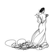 Bride in white dress sketch for your design