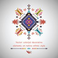 Vector colorful decorative element on native ethnic style N7