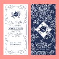 Vertical elegant wedding invitation peony Vector illustration
