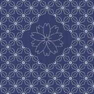 Traditional Japanese Embroidery Ornament with rhombs and sakura