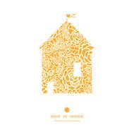 Vector golden lace roses house silhouette pattern frame