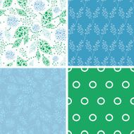 Vector abstract blue and green leaves set of four marching