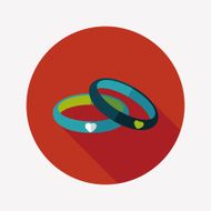 Valentine&#039;s Day couple bracelet flat icon with long shadow eps10 N25