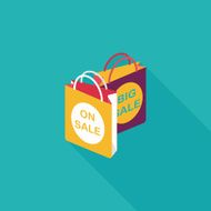 shopping paper bag flat icon with long shadow eps10 N55