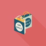shopping paper bag flat icon with long shadow eps10 N56