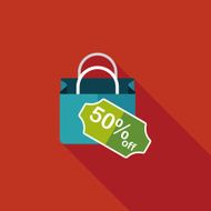 shopping paper bag flat icon with long shadow eps10 N57