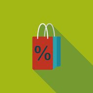 shopping paper bag flat icon with long shadow eps10 N59