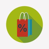 shopping paper bag flat icon with long shadow eps10 N60
