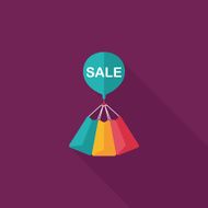 shopping paper bag flat icon with long shadow eps10 N61