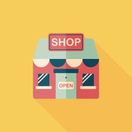 shopping store flat icon with long shadow eps10 N83