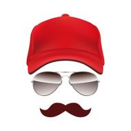 Baseball cap Glasses and Mustache isolated on white background