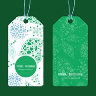 Vector abstract blue and green leaves vertical round frame pattern N3