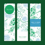 Vector abstract blue and green leaves vertical banners set pattern