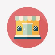 shopping store flat icon with long shadow eps10 N85