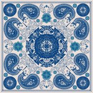 Square ornamental pattern with flowers