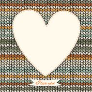 Romantic valentine&#039;s day knitted background with heart frame N5