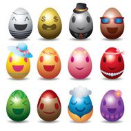 Easter Eggs with Smile Emotion Face Set N2