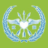 Vintage Hipster Logo Angel Heart with Crossed Arrows Vector