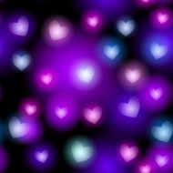 Abstract seamless pattern with neon hearts on black background vector