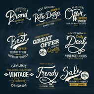 Various Fashion Labels on Dark Green Background