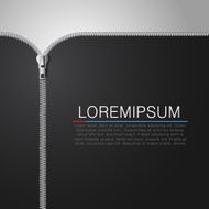 Black cloth background with open metallic zipper