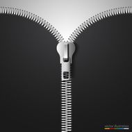 Black cloth background with open metallic zipper N2