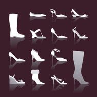 Cinderella blues Shoe collection icons in black and white