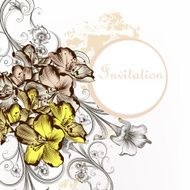Floral invitation card with flowers in vintage style