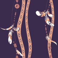 Dreamcatcher feathers vector background pattern