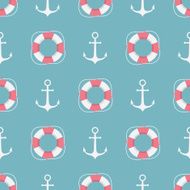 seamless vector pattern with anchor and lifebuoy
