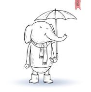 funny pet in the rain vector illustration N5