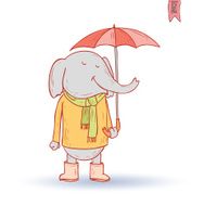 funny pet in the rain vector illustration N7