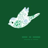 Vector abstract blue and green leaves bird silhouette pattern frame