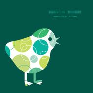 Vector abstract green circles chicken silhouette Easter frame