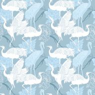Cranes birds seamless pattern N3