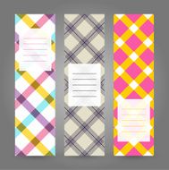 Set of Vertical Plaid Banners Abstract Geometric ornament Vector Illustration
