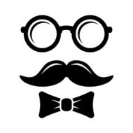 Hipster Style Set Bowtie Glasses and Mustaches Vector