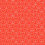 Romantic line seamless pattern with hearts Beautiful vector illustration Background N3