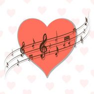 background with heart and music N3