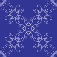 Seamless Damask Background Pattern on Blue