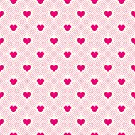 Heart shape vector seamless pattern Pink and white colors