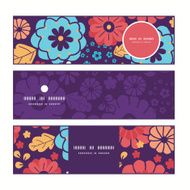 Vector colorful bouquet flowers horizontal banners set pattern background