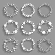 White vector wreaths with shadows